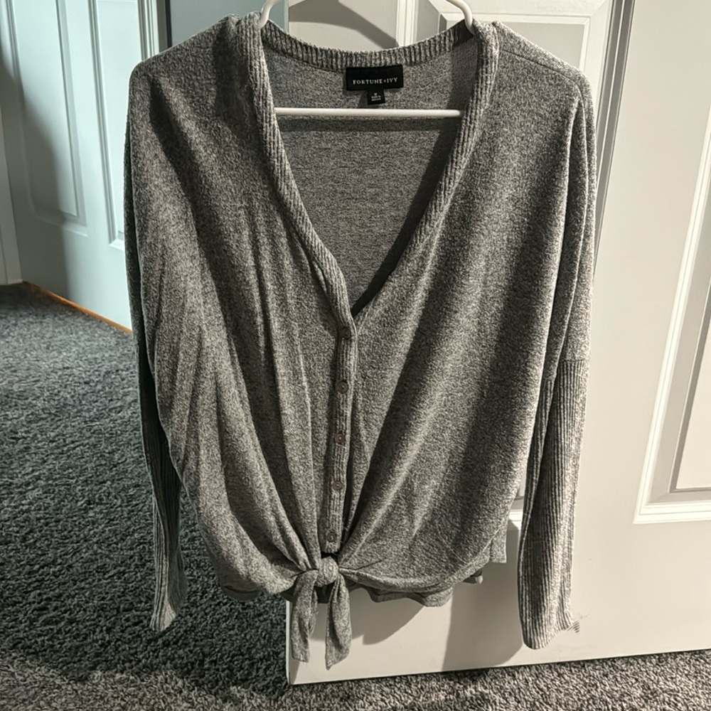 Button down tie sweater, size M. Fortune + Ivy brand. Like new condition